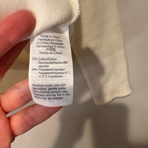 Madewell Texture & Thread Women's Long Sleeved Tie Front Ribbed Shirt Top Small - Picture 3 of 5